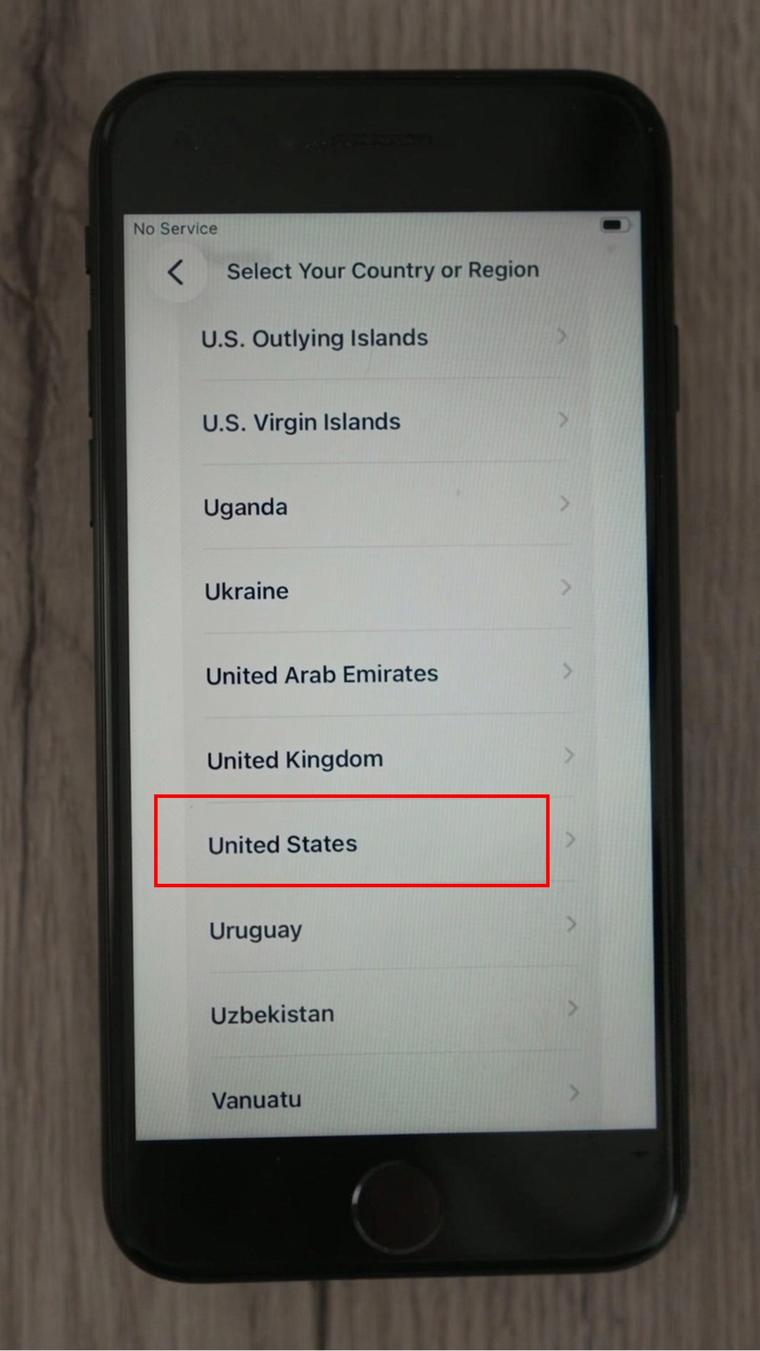 Country list - United States