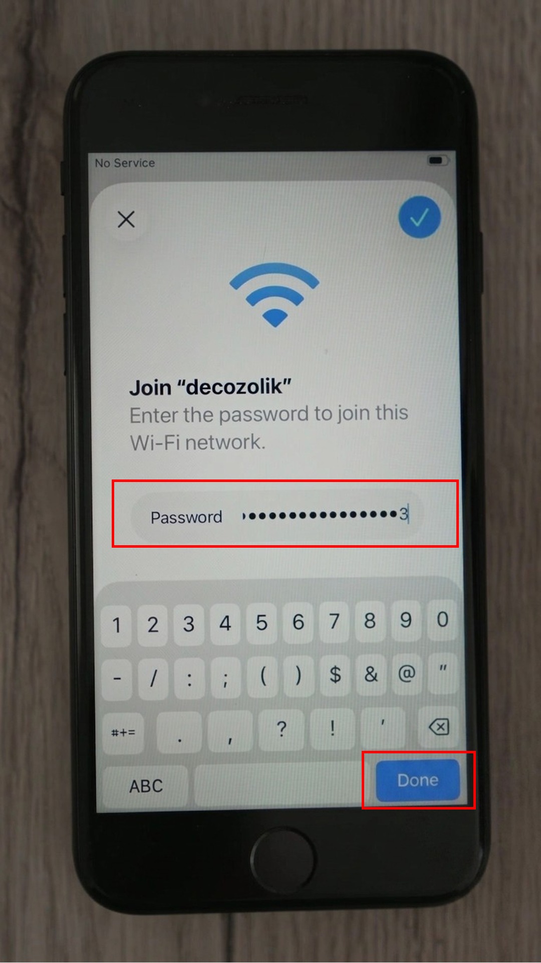 Wi-Fi password with Join button