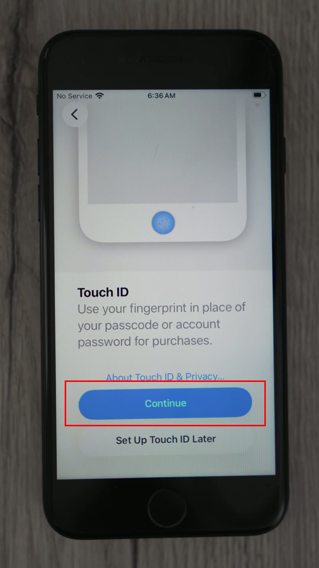 Touch ID setup
