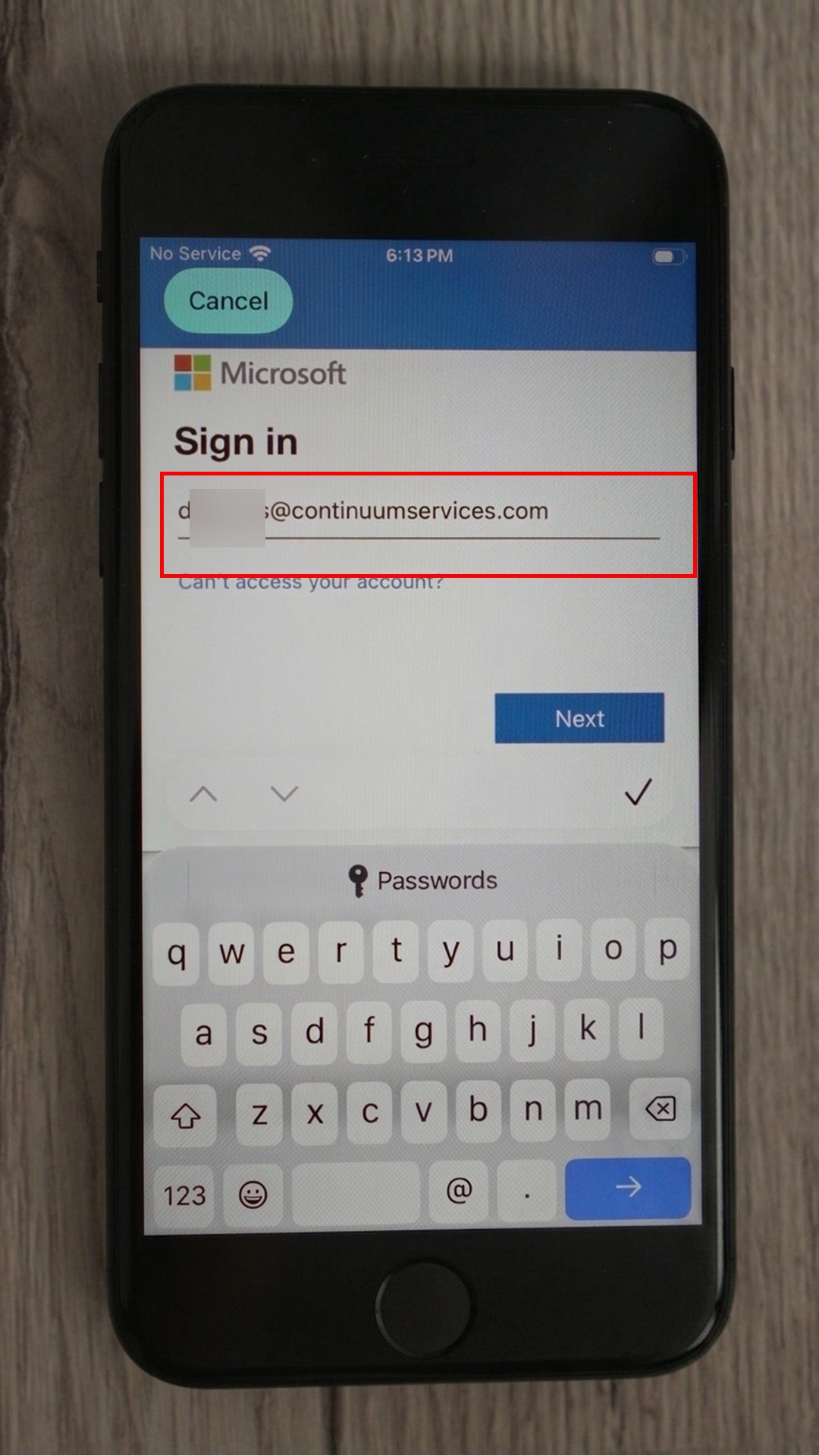 Company Portal sign in