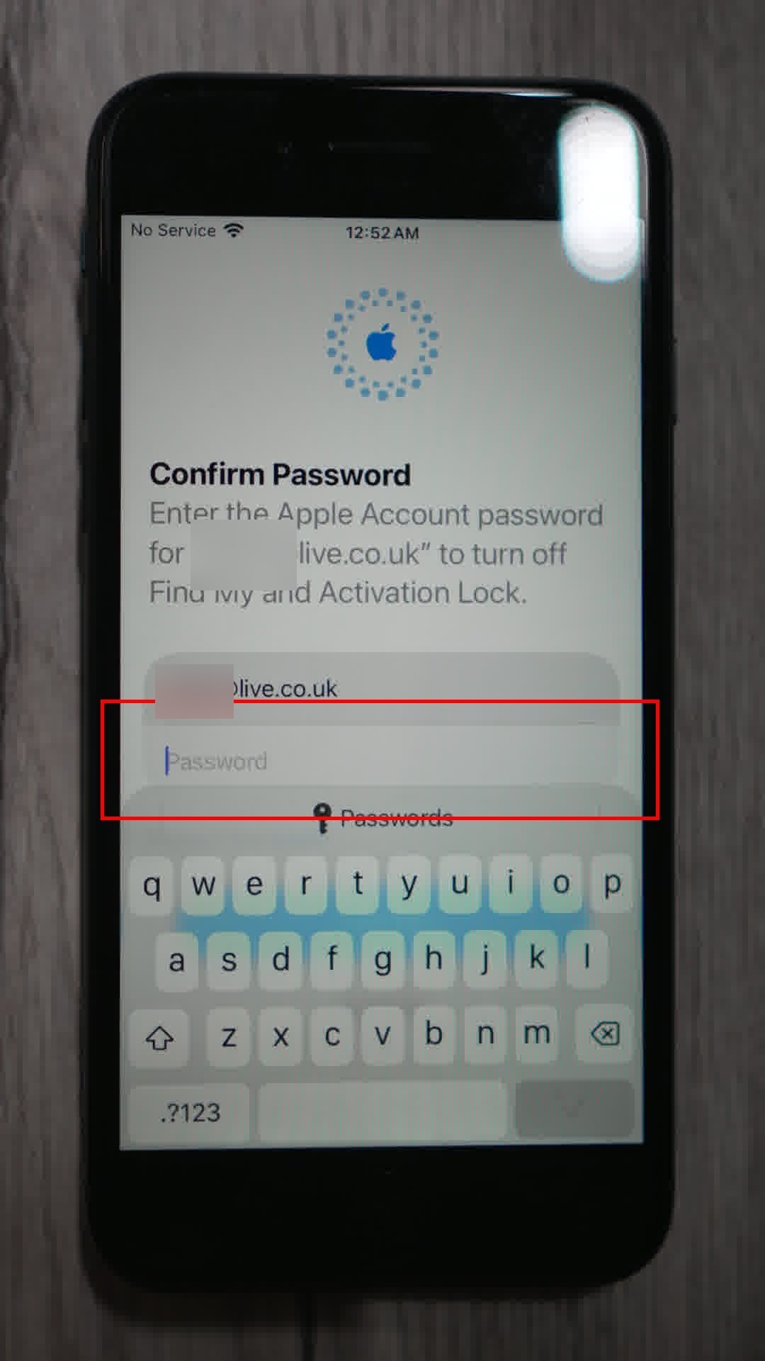 Confirm Apple Account password