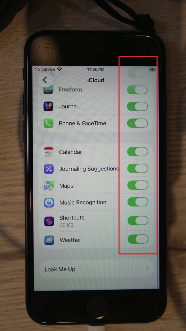 iCloud app list, bottom of the list
