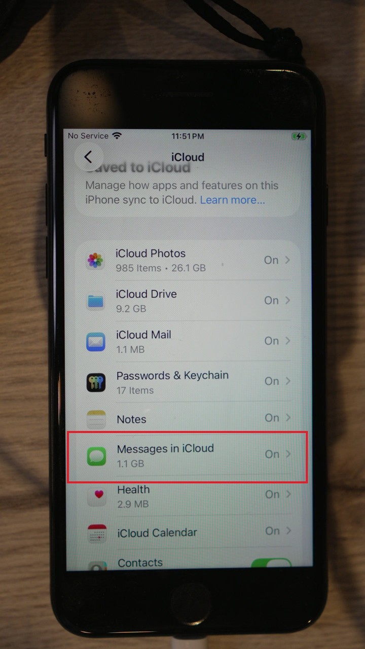 Saved to iCloud list, Messages in iCloud