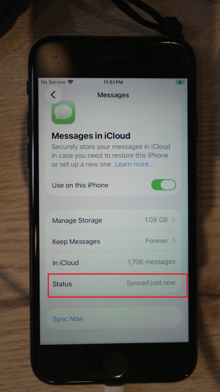 Messages synced just now