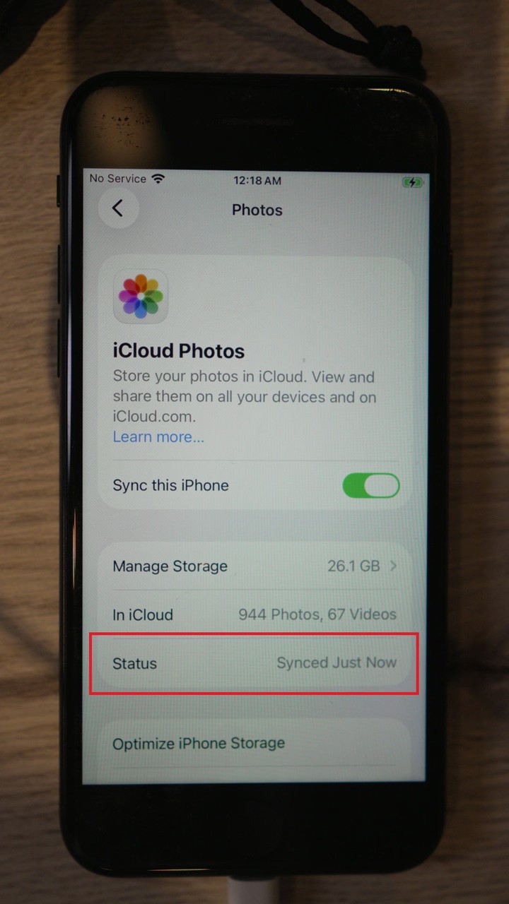 iCloud Photos synced just now